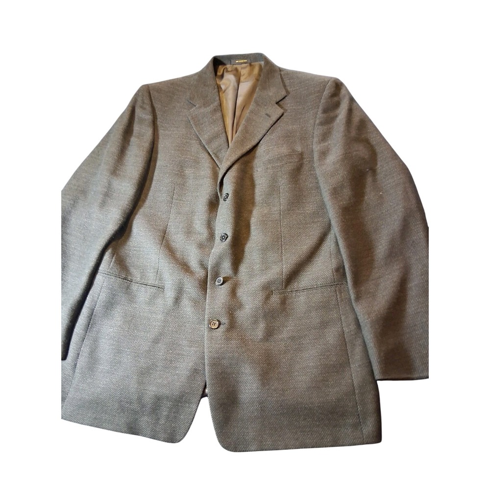 Vintage Givenchy Monsieur Men's Gray Black 100% Wool Blazer 46‎ Extra Long